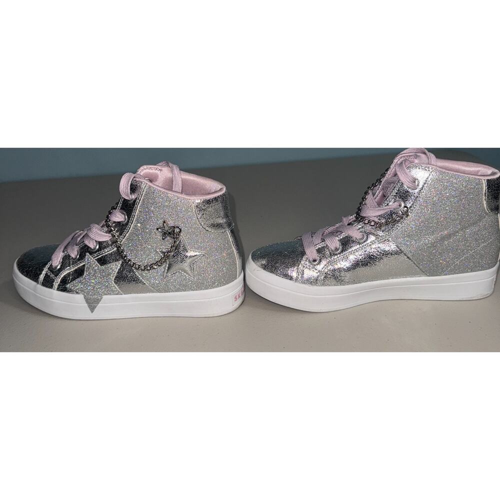 Skechers Los Angeles Girls 4 Glitter Sneakers Hi Top Metallic Casual School Bold - Picture 5 of 10